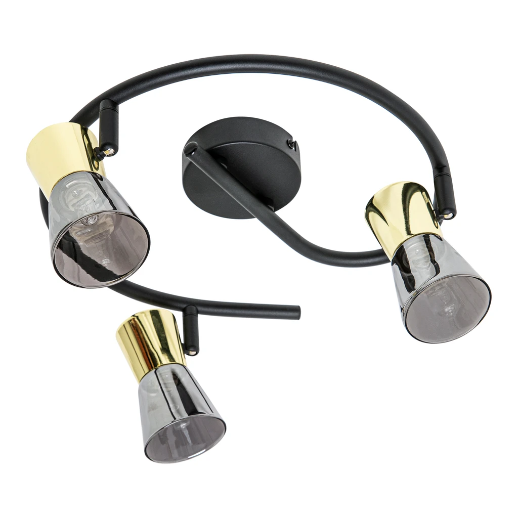 Stropné svietidlo 3-bodové čierno-zlaté CENTO 30 cm