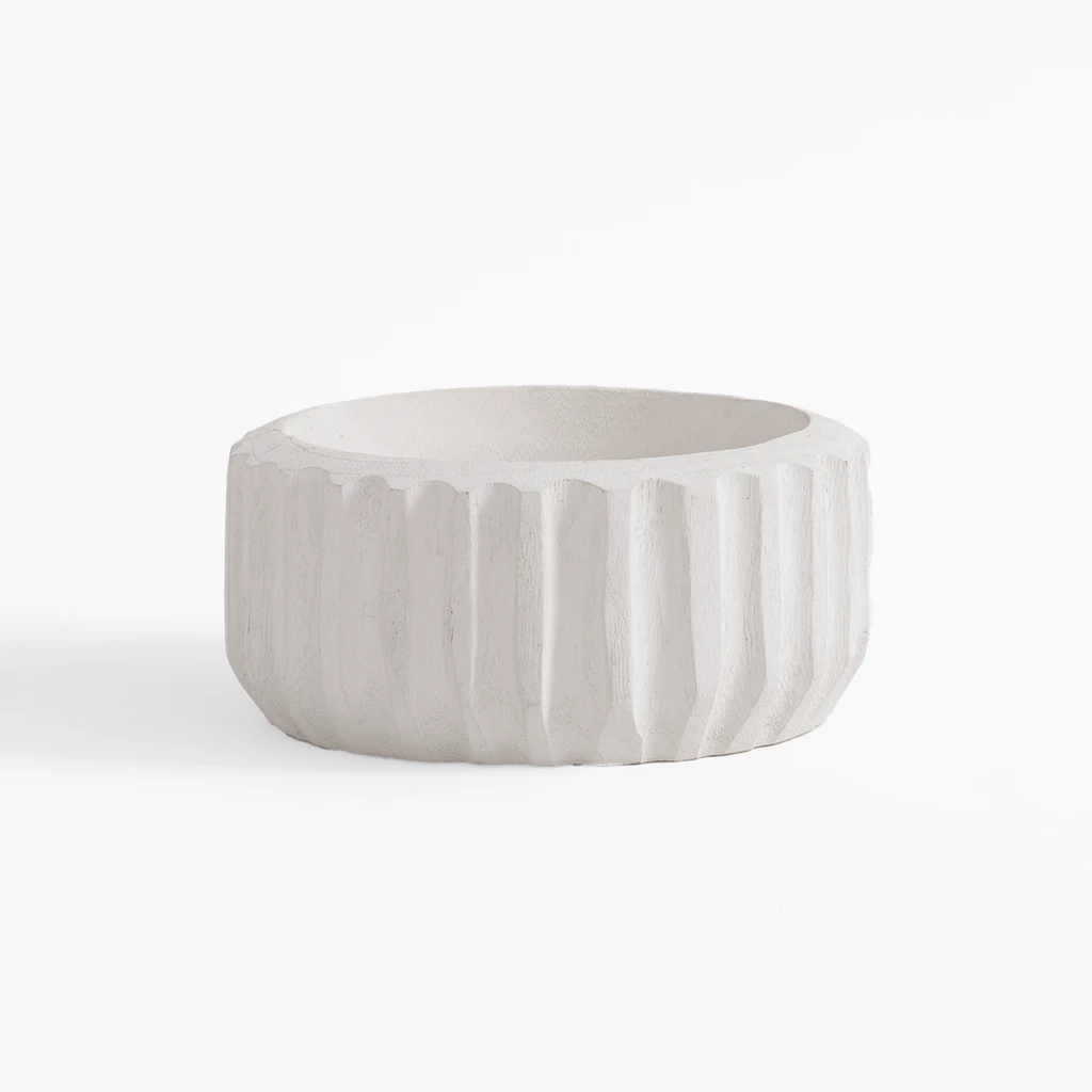 Patera dekoracyjna żłobiona biała 20 cm