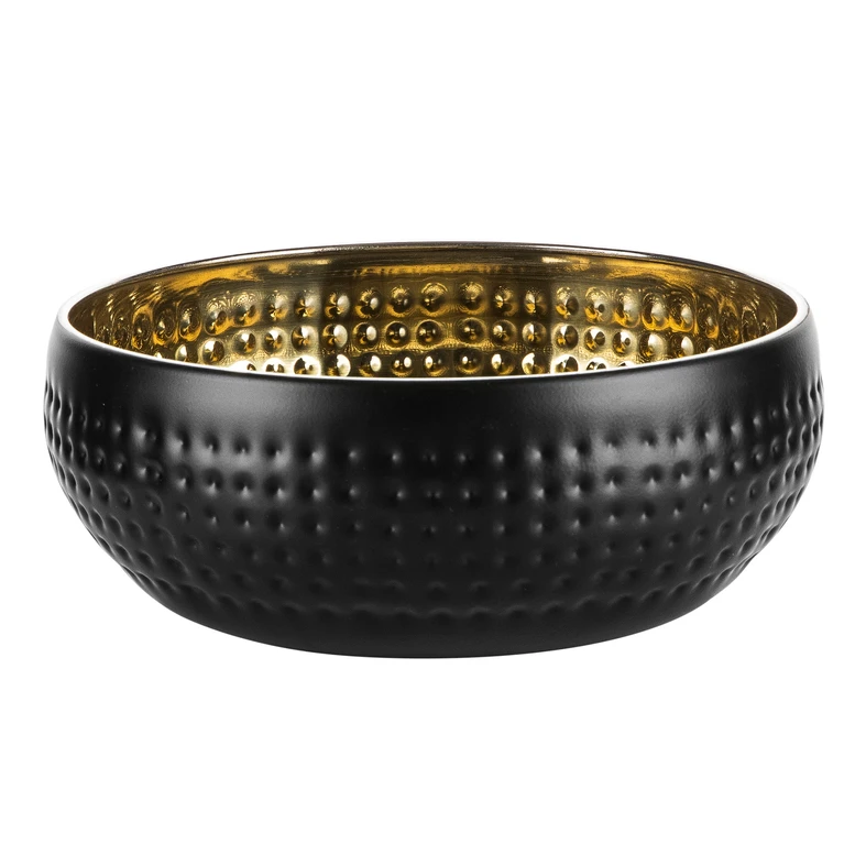 Ozdobná miska, nerezová, čierno-zlatá, 18 cm