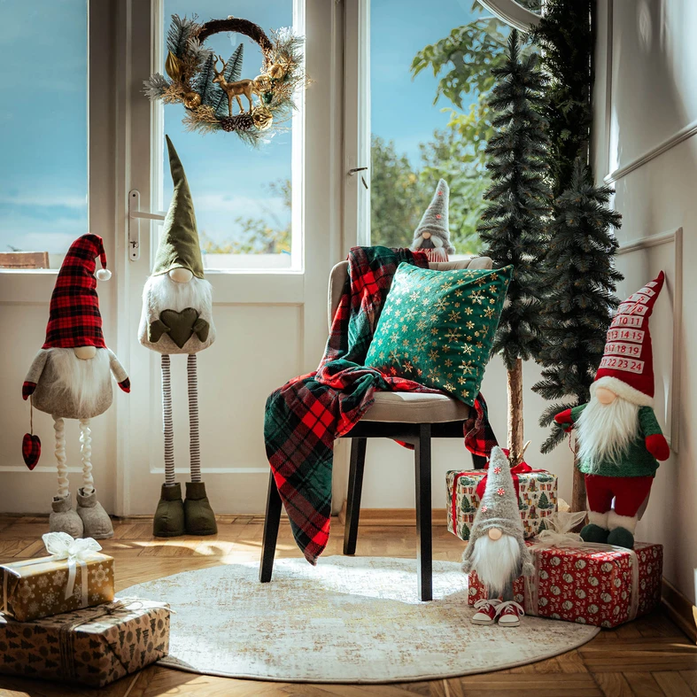 Ozdobná obliečka na vankúš zelená SNOWFLAKE 40x40 cm