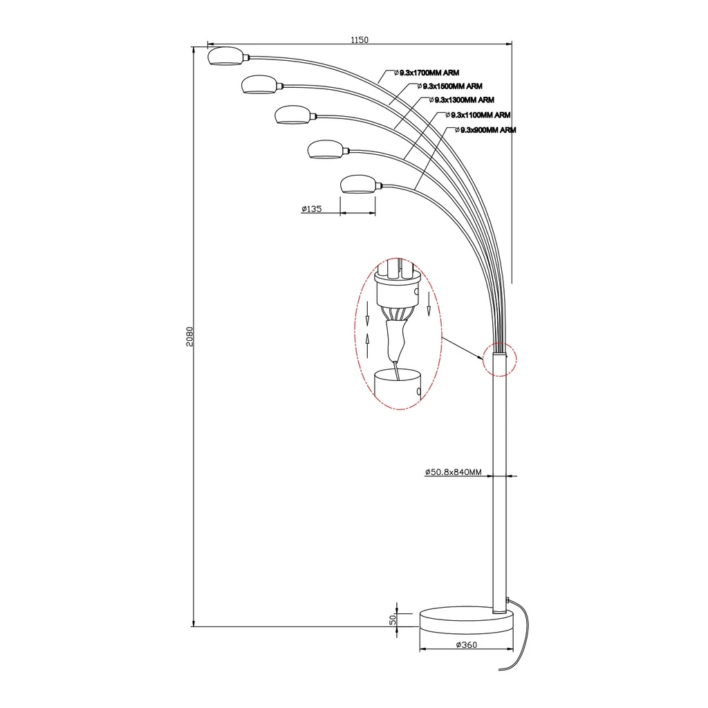 Moderné biele stojace svietidlo VENTI