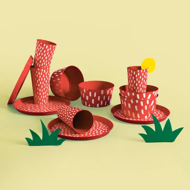 Súprava 4 plastových tanierov červená, 21 cm