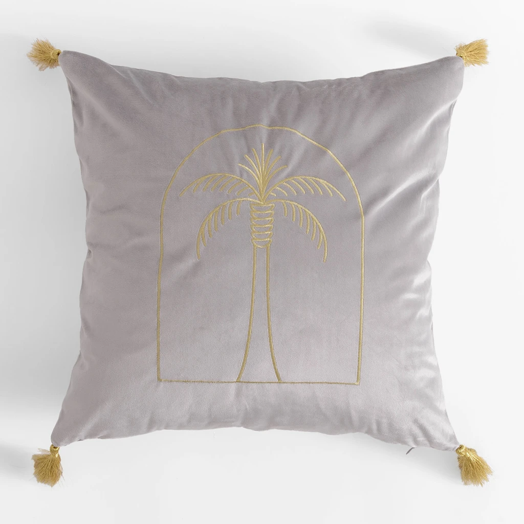 Srebrna poszewka welurowa ze złotą palmą