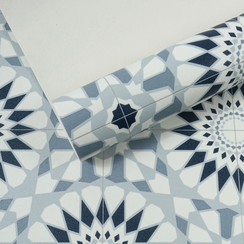 Behúň do kuchyne, vzor rozeta sivo-tmavomodrá 67x200 cm