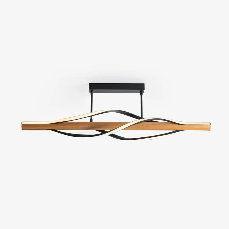 Stropné LED svietidlo drevené čierne BAEZ