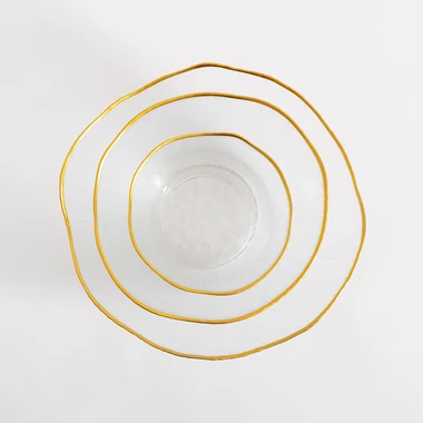 Sklenená miska so zlatým okrajom 28x11,5 cm