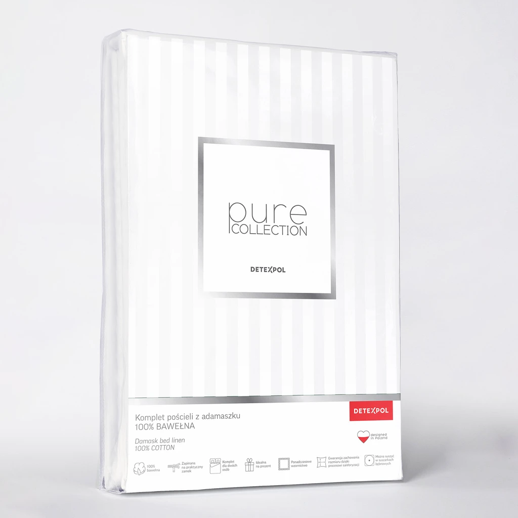 Bavlnená damašková posteľná bielizeň PURE, biela 160x200 cm