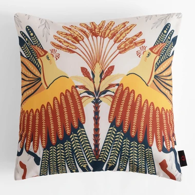 Obliečka na vankúš vo farebných vtákoch v bielej farbe DALI 45x45 cm