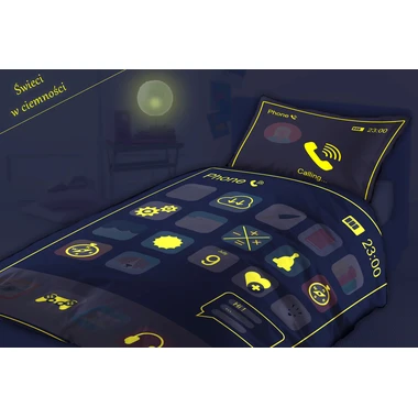 Posteľná súprava SMARTFÓN FLUO svietiaca v tme 160x200 cm