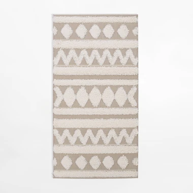 Koberec s geometrickým vzorom MULAN, béžovo-krémový, 80x150 cm