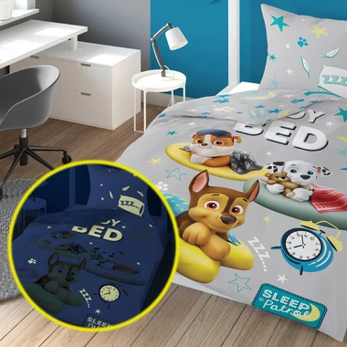 Bavlnená posteľná súprava FLUO LABKOVÁ PATROLA 160x200 cm