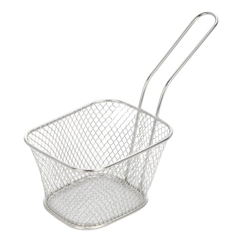 Košík z nehrdzavejúcej ocele s rukoväťou na servírovanie hranoliek malý