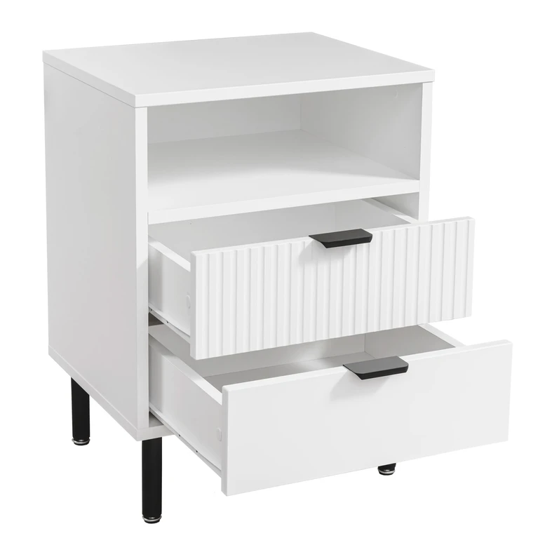 Rýhovaný nočný stolík s 2 zásuvkami WAVE