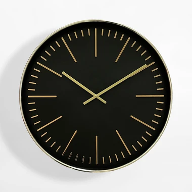 Nástenné hodiny v čiernej a zlatej farbe 50,8 cm