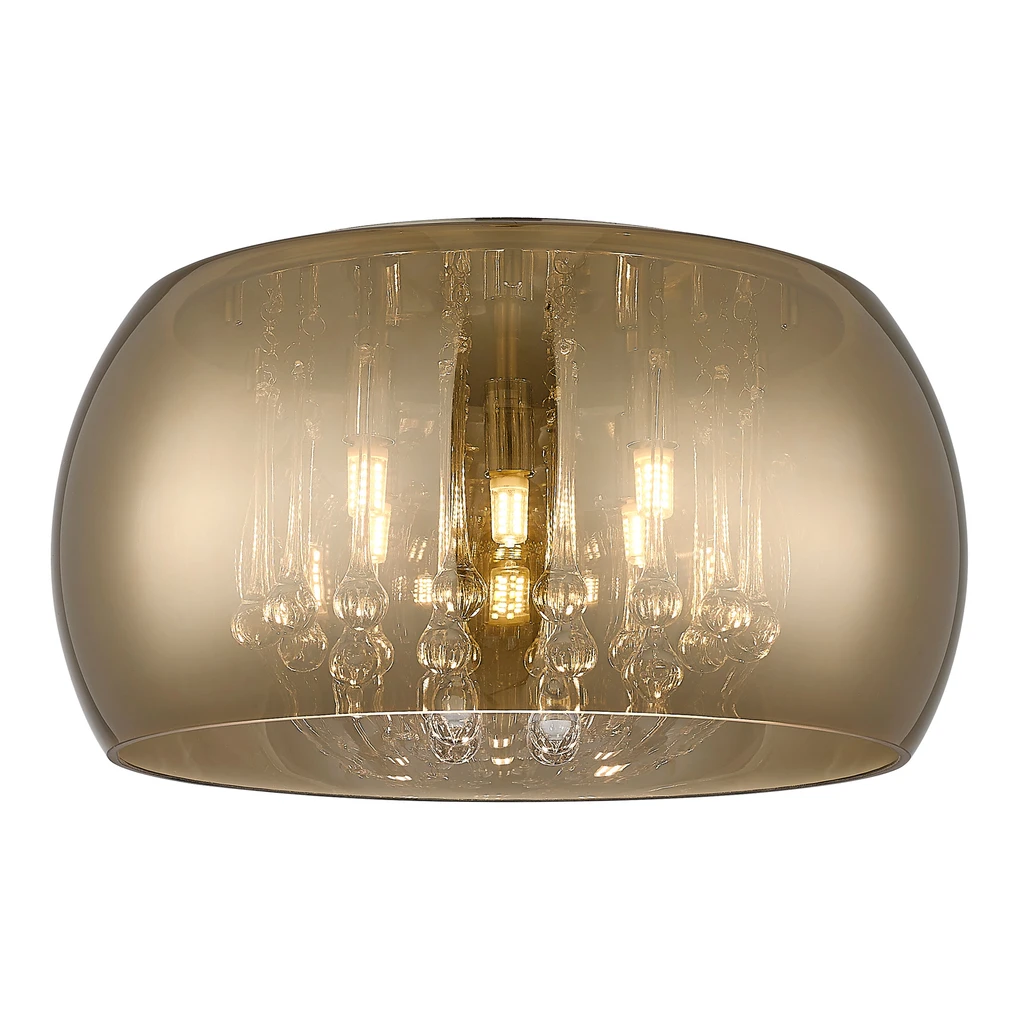 Ekskluzywna lampa CRYSTAL o złotym wykończeniu zadba o styl i odpowiednią prezencję salonu.