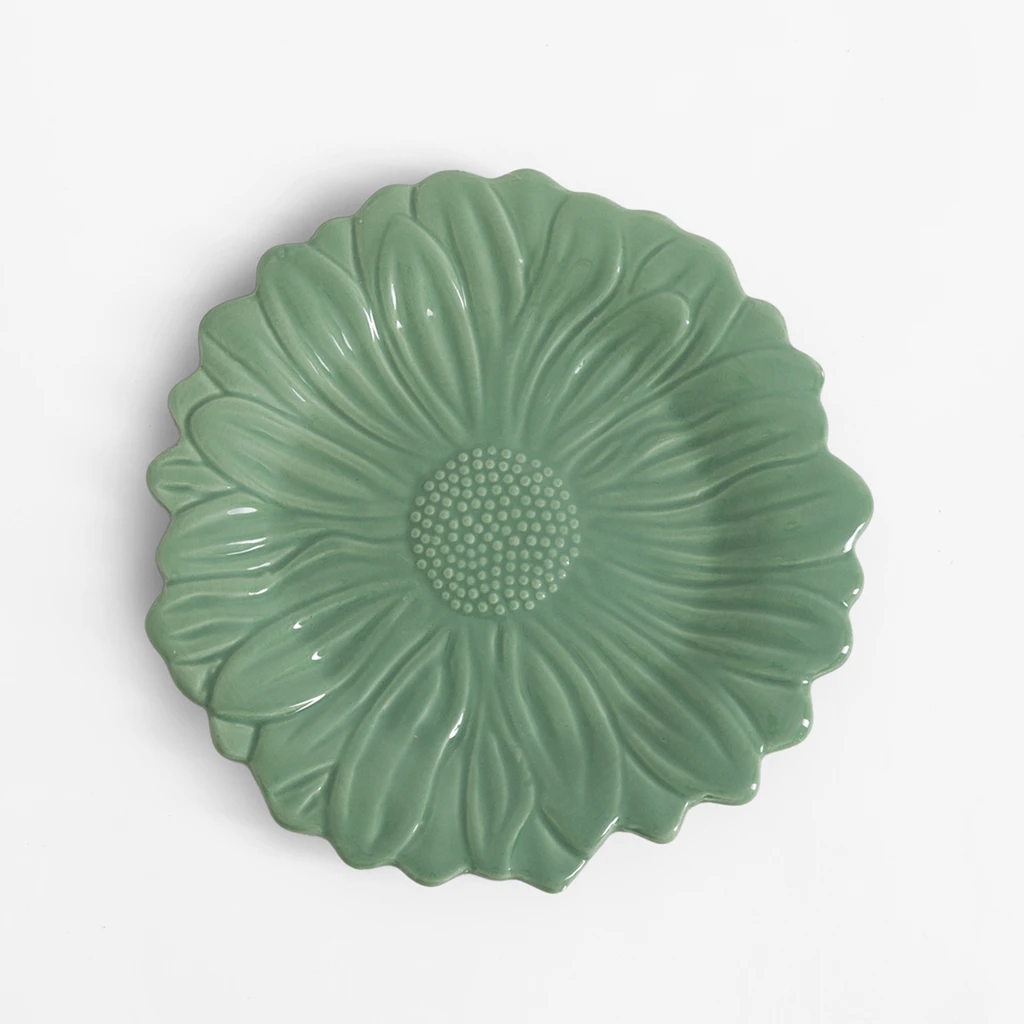Deserowy talerz kwiatek zielony