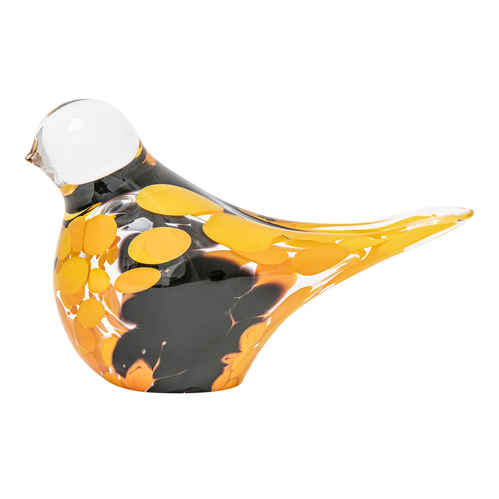 Sklenená figúrka retro VTÁČIK žltá 15x10cm