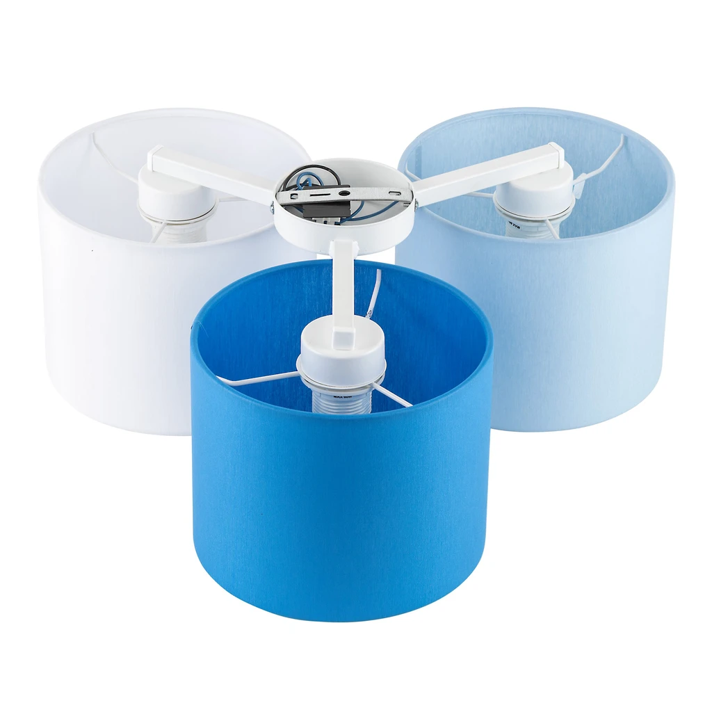 Stropné svietidlo 3 tienidlá modré METIS