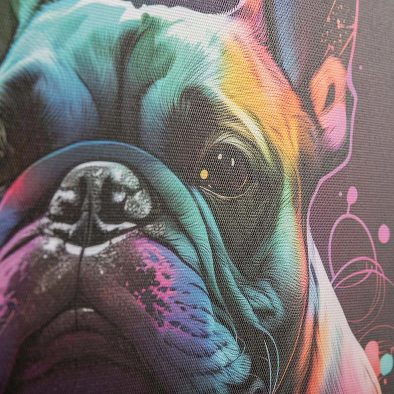 Mały obraz na grafiką pieska na czarnym tle