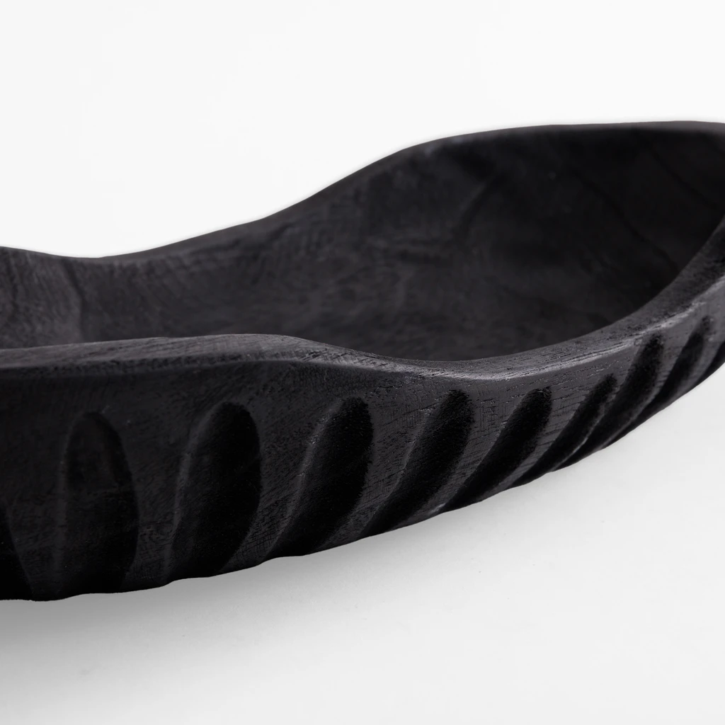 Patera dekoracyjna żłobiona czarna 32 cm