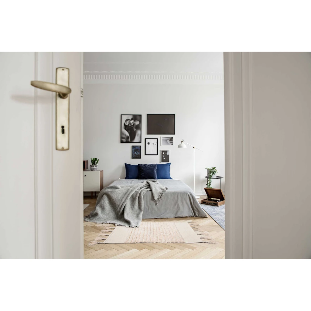 Bavlnený koberec BOHO so strapcami, béžový 50x80 cm