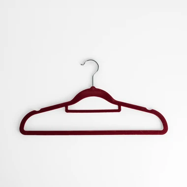 Zamatový červený vešiak VELVET, sada 5 ks