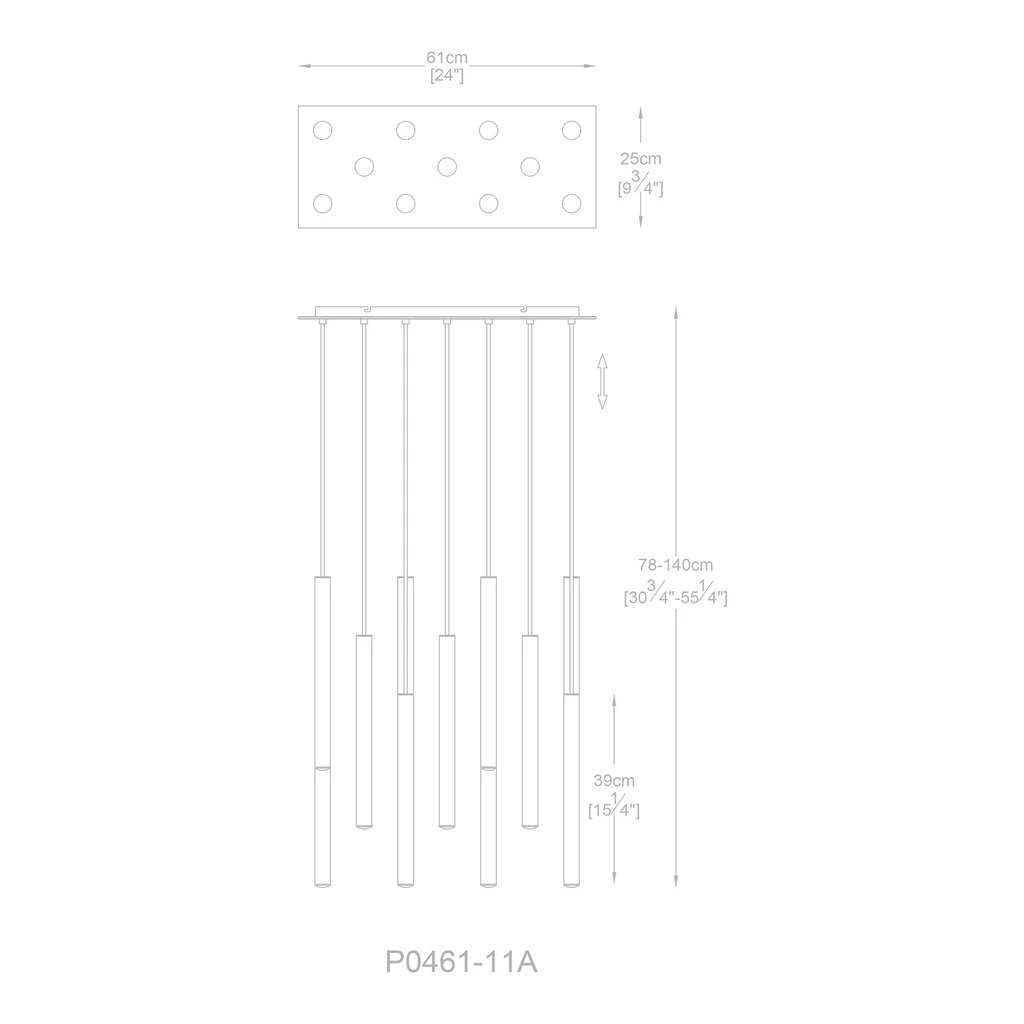 Závesné svietidlo LED 11-bodové čierno-zlaté LOYA