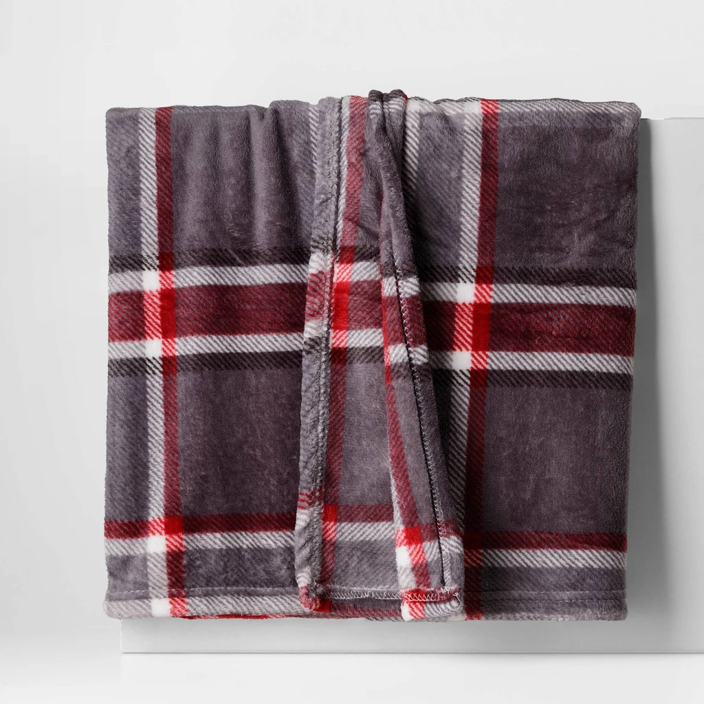 Tmavosivá károvaná deka TYLOR 150x200 cm