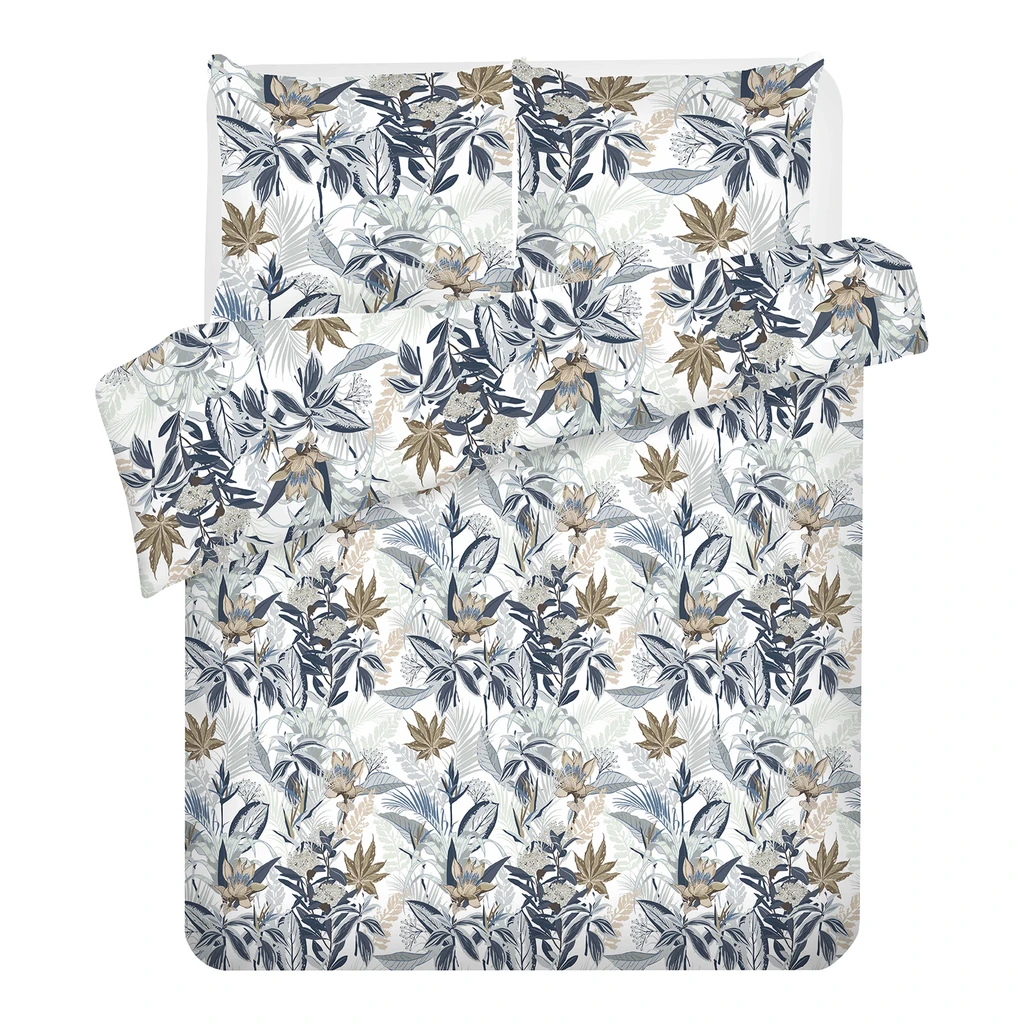 Súprava posteľnej bielizne z bavlneného saténu s motívom listov LEA BOTANIC 220 x 200 cm