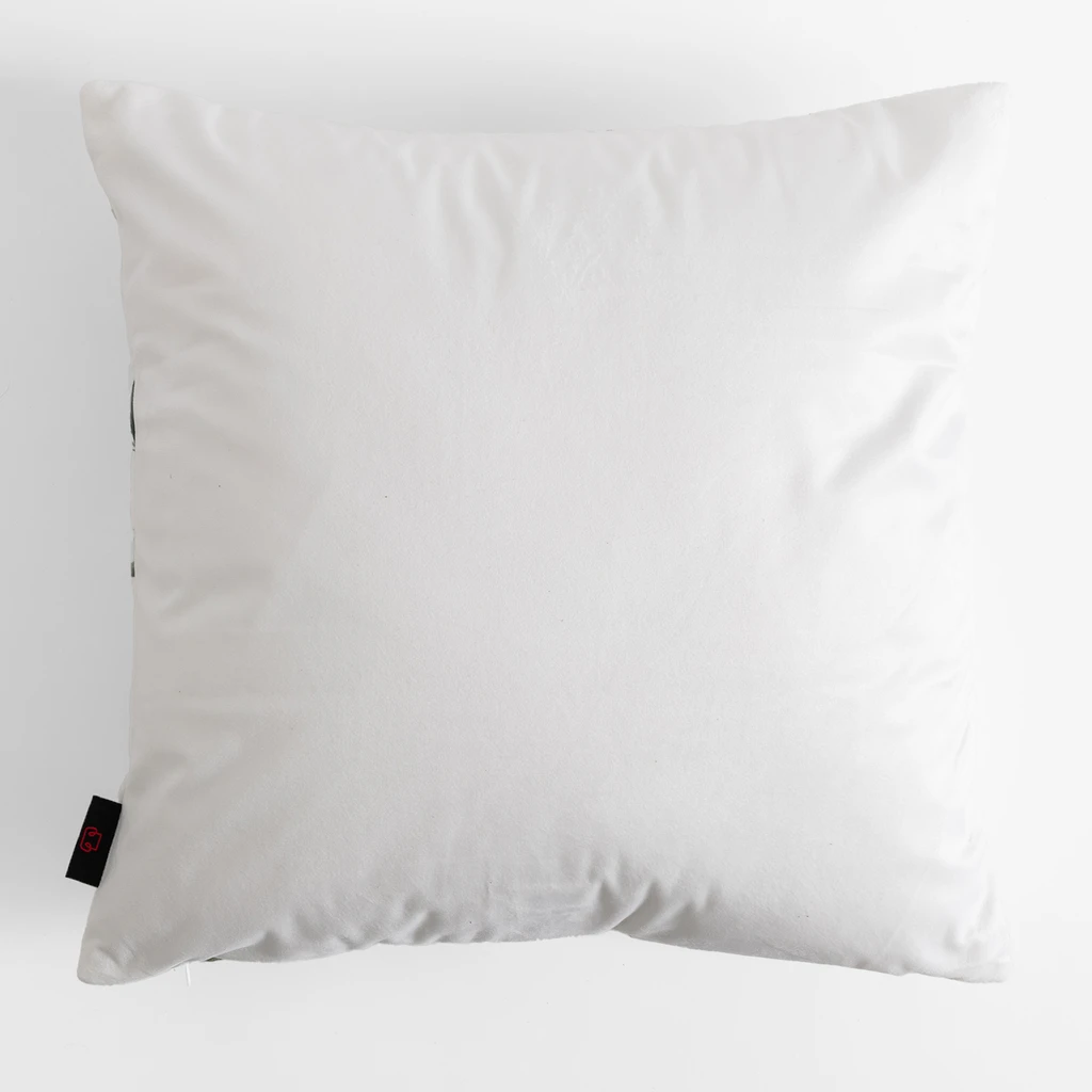 Welurowa biała poszewka w zielone liście