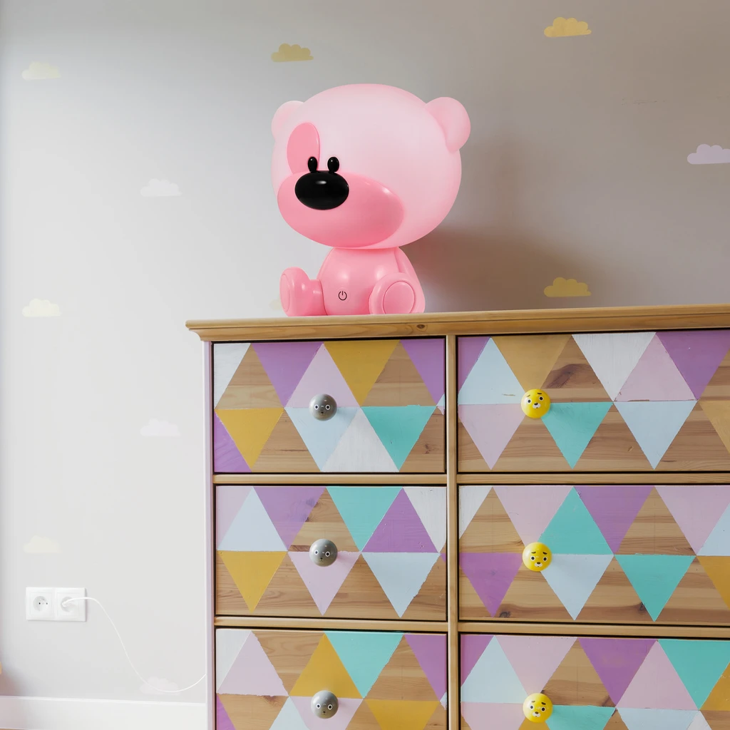 Detská nočná lampa ružová LED MACKO BIBI