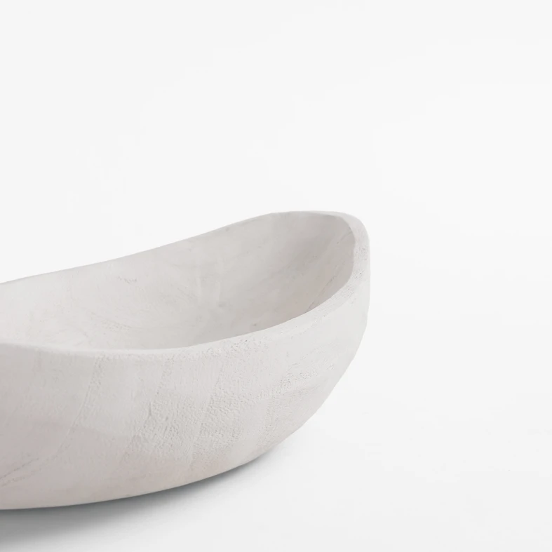 Patera dekoracyjna drewniana biała 34 cm