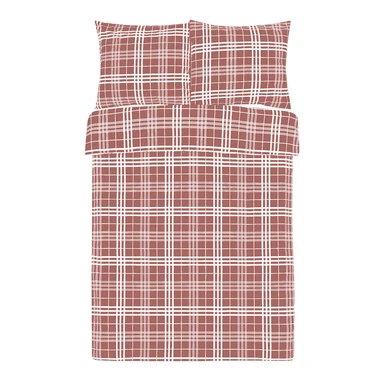 Ružová károvaná bavlnená posteľná bielizeň GRID 220x200 cm
