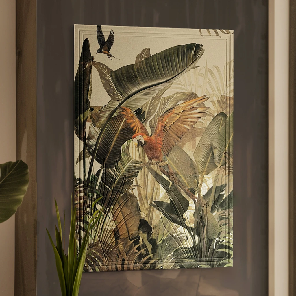 Obraz z papugą w dżungli