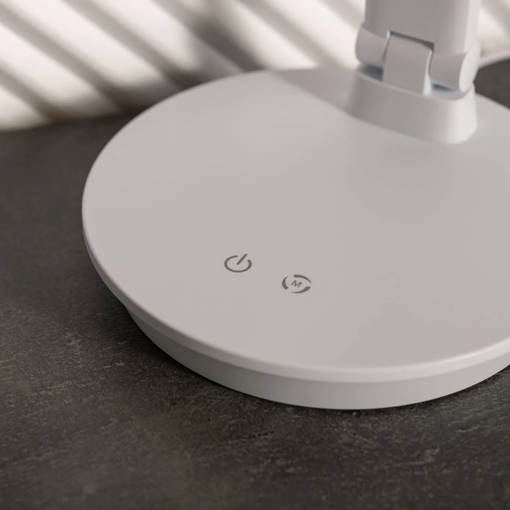 Lampa biurkowa LED okrągła podstawa biała