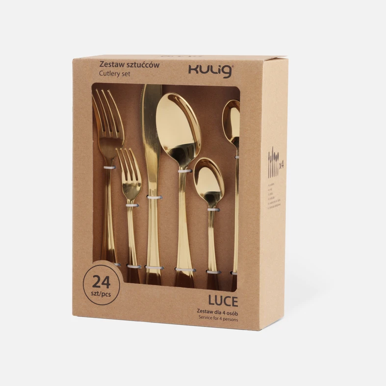 Súprava zlatých príborov LUCE, 24-dielna