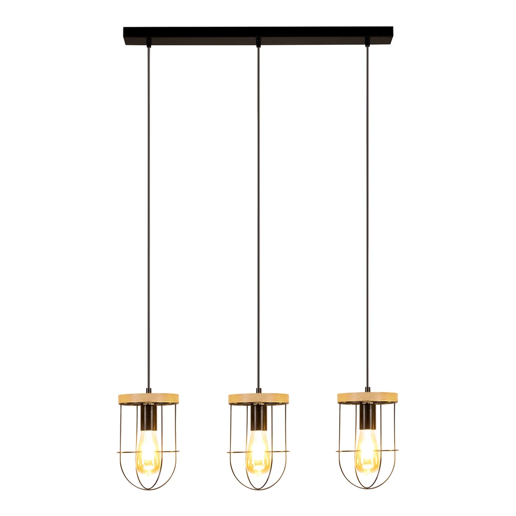 Rustikálne závesné svietidlo dubové drevo RENO III, 3xE27