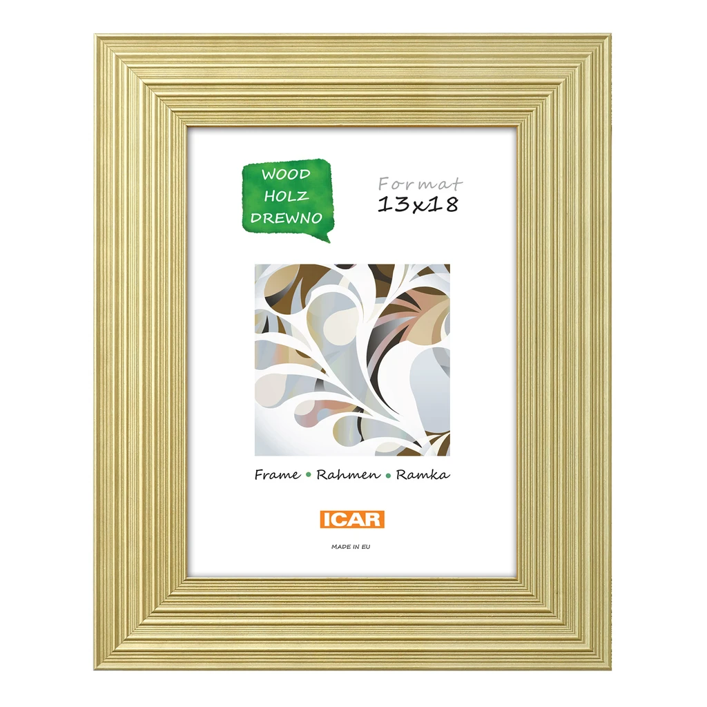 Drevený zlatý rám na fotografiu 13x18 cm