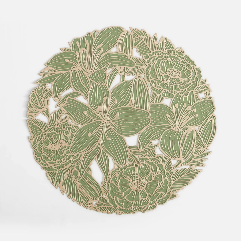 Okrúhle prestieranie na stôl zeleno-zlaté 38 cm