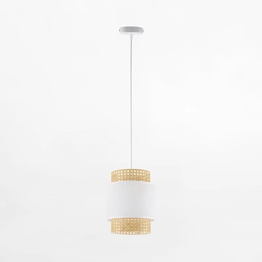 Ratanové závesné svietidlo v bielej farbe BOHO 20 cm