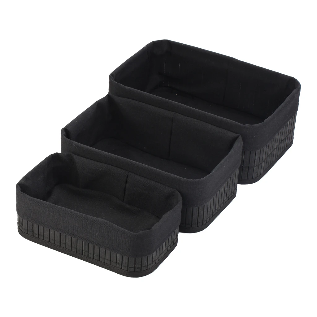 Bambusový kôš čierny, sada 3 ks