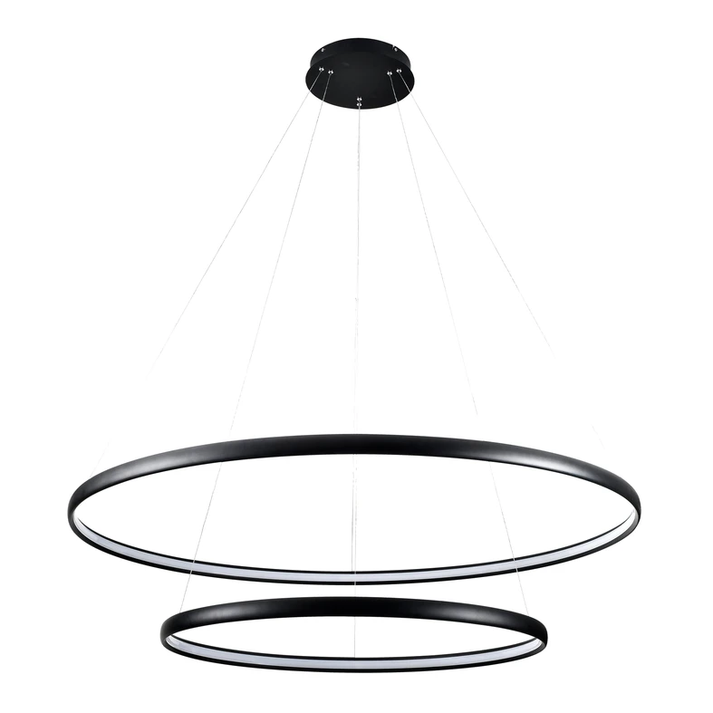 LED luster na lanku 2 prstene čierna CARLO