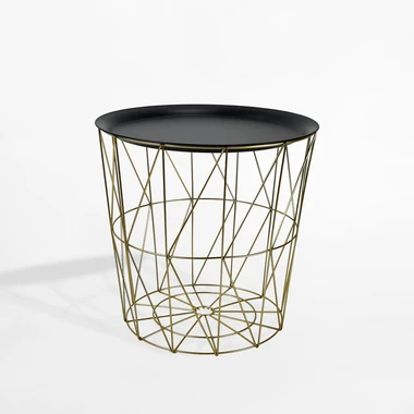 Stolík s úložným priestorom 38 cm zlato-čierny