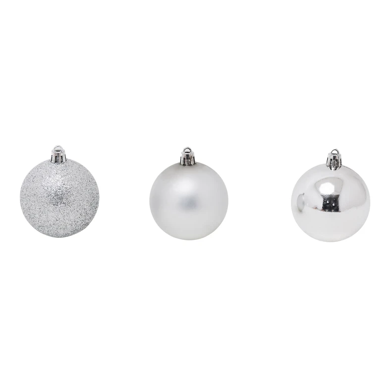 Sada strieborných ozdôb na vianočný stromček, 9 ks