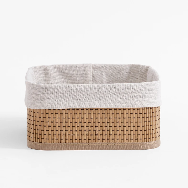 Trzy kosze kwadratowe bambusowe