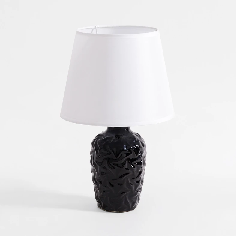 Stolná lampa s tienidlom čierno-biela 31,5 cm