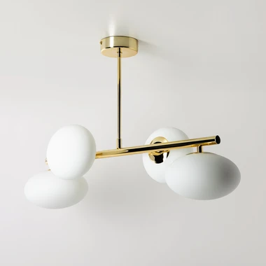 Stropné svietidlo v zlatej farbe 4 oválne tienidlá MILO 68x30 cm