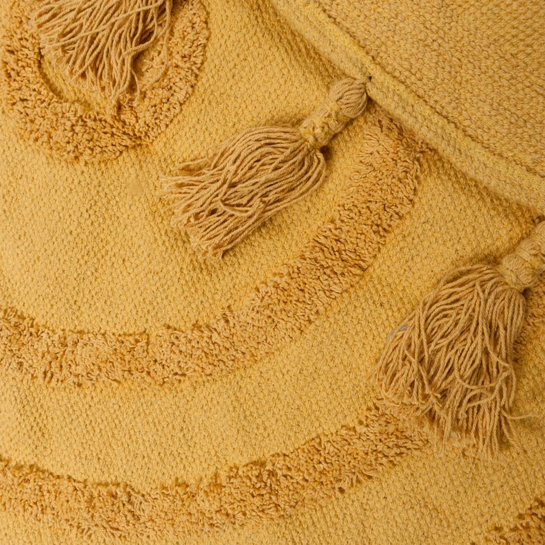 Okrúhly koberec BOHO so strapcami, žltý 100 cm