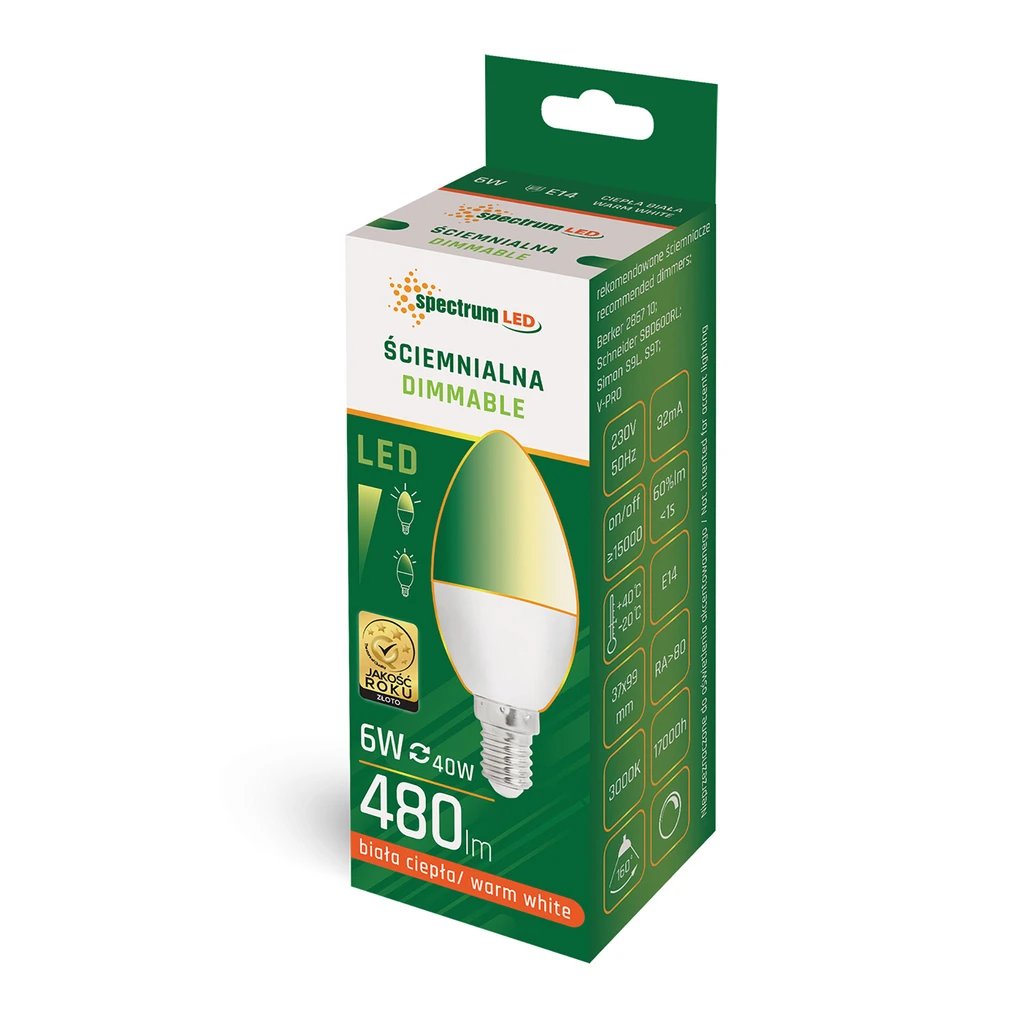 LED žiarovka E14 6W teplá farba DIMMABLE SPECTRUM