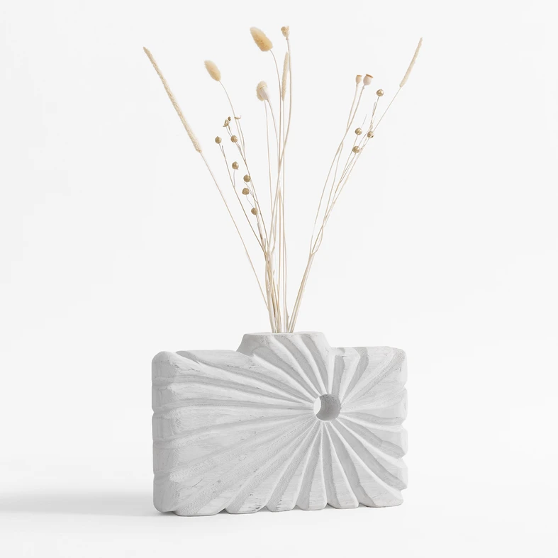 Wazon żłobiony biały 18 cm